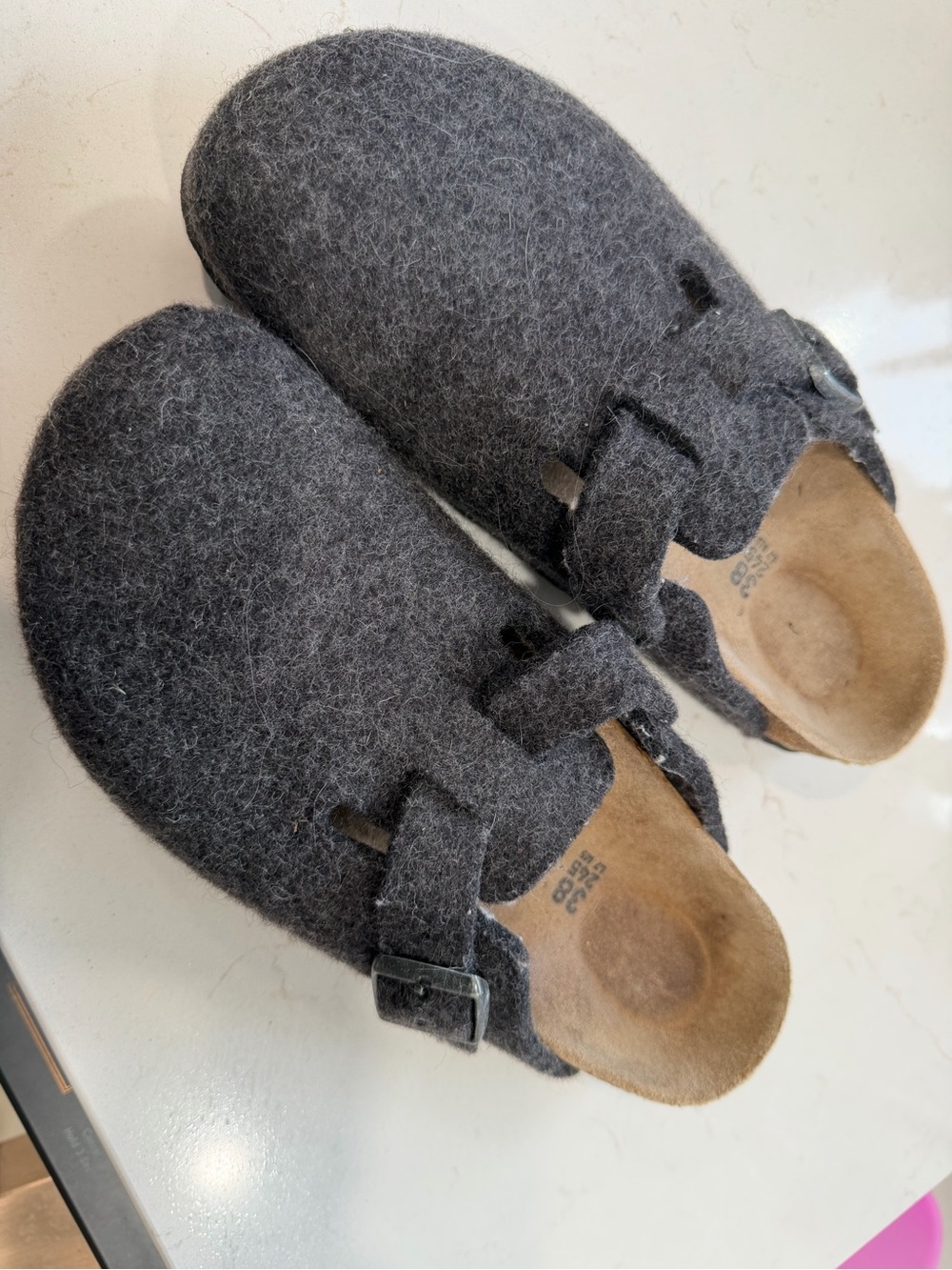 Birkenstock Gray Felt Boston Clogs